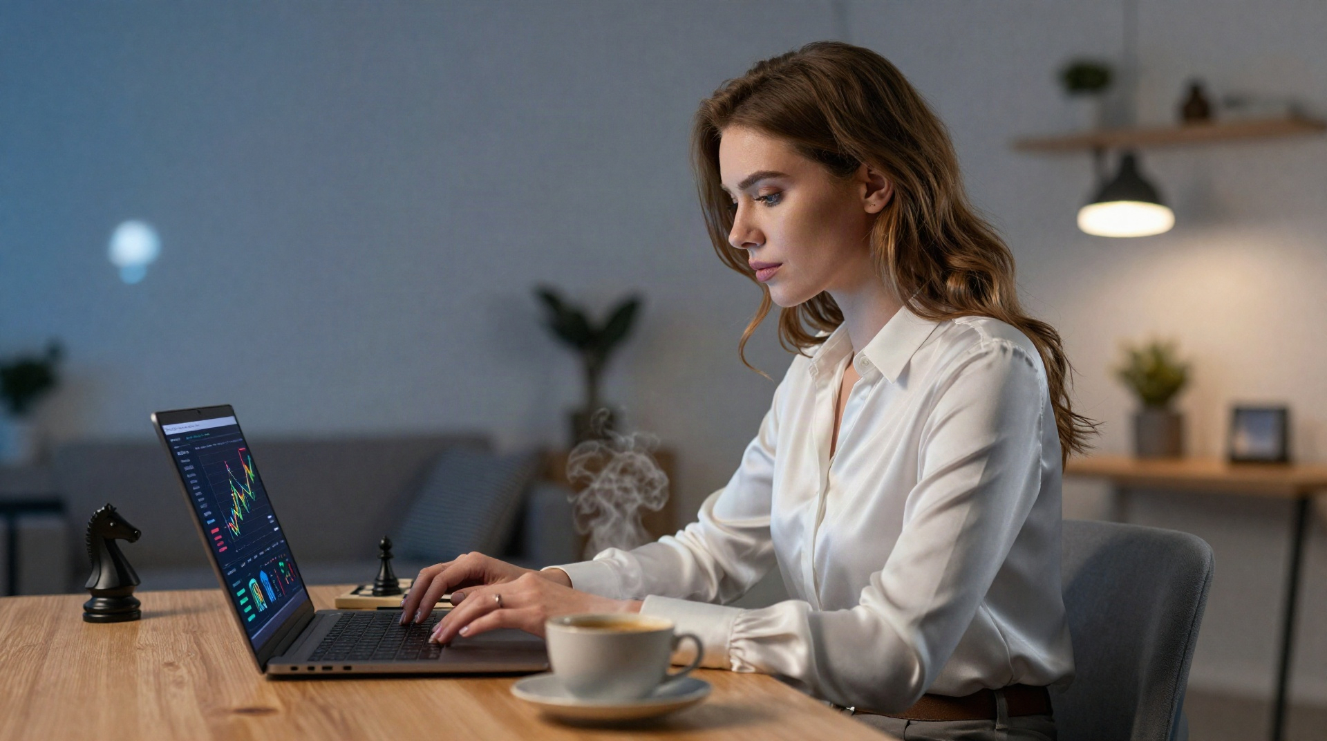 SEO-фрилансер, зосереджений за робочим столом з ноутбуком та аналітикою