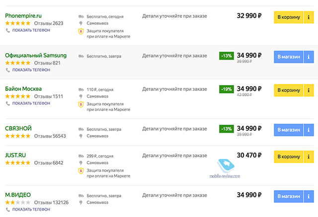 Наприклад, Galaxy S7 по акції коштує 24 990 рублів (проти початкової ціни в 34 990 рублів), рівно така ж вартість і у інших гравців