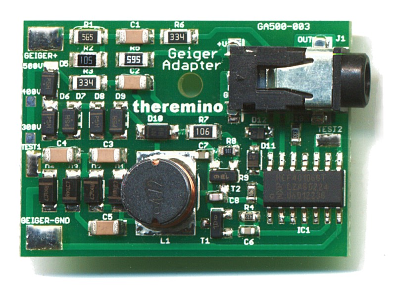 Гейгер адаптер (блок живлення і сигналу адаптер)   Ці адаптери geiger труб виробляють стандартний вихідний сигнал, сумісний з входів типу лічильника (тільки для низьких рівнів випромінювання) або скоріше FastCounter, який добре працює на всіх рівнях, максимум, вимірні з трубками Гейгер