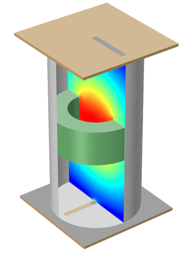 Циліндричний резонатора фільтр на загасаючої моді   - навчальна модель з демонстрацією використання AWE-методу