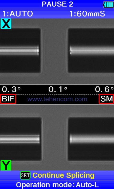 Як бачите, зображення волокон відрізняються (на лівому волокні є горизонтальні смужки) і по деталях цих зображень апарат коректно визначив їх типи (BIF і SM)