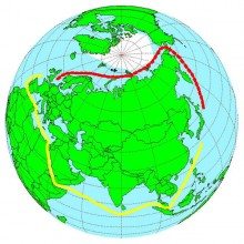 Північний морський шлях є найкоротший шлях між Далеким Сходом і Європейською Росією